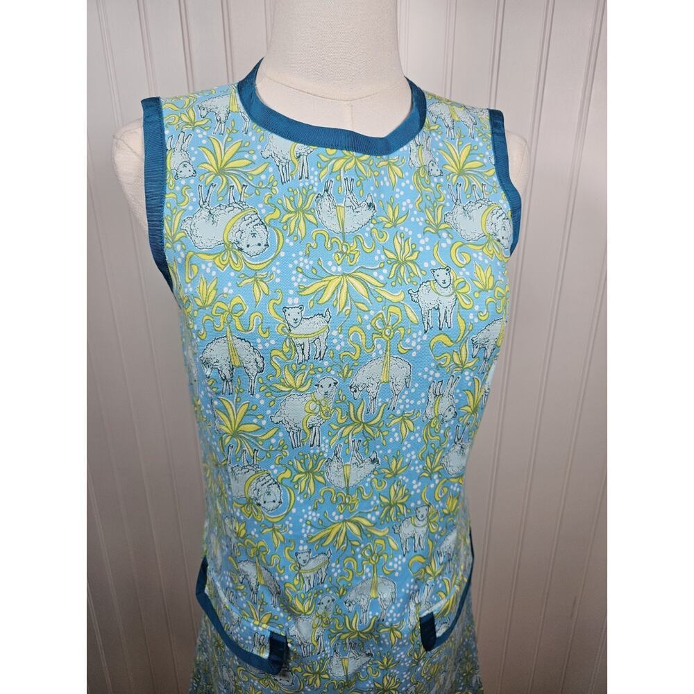 Brooks Brothers Lamb Print Floral Shift Dress Women's 2 Party Cocktail Whimsy - Picture 2 of 6